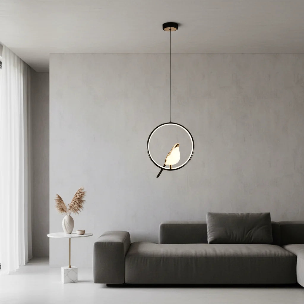 Lámpara Colgante Urraca LED con Pájaro Nórdica Artística
