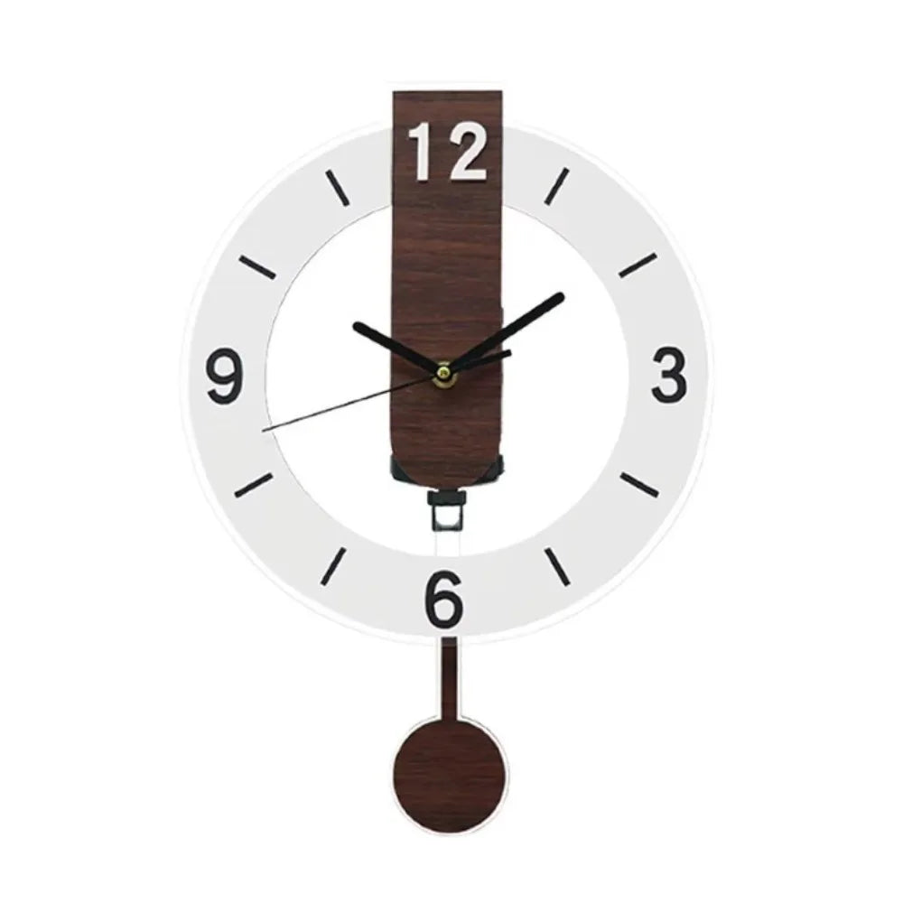 Reloj de Pared con Péndulo Minimalista de Acrílico y Madera