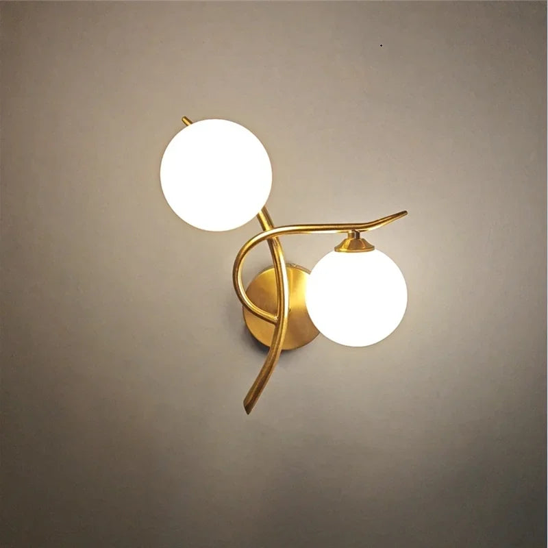 Aplique de Pared Lunara LED de Doble Globo Opalino Nórdico
