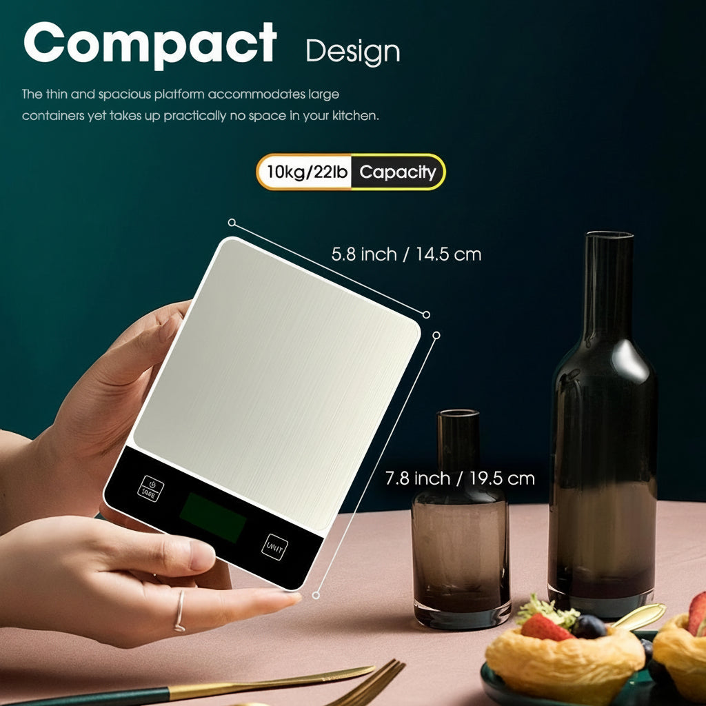 Báscula de Cocina Digital de Acero Inoxidable hasta 10 kg