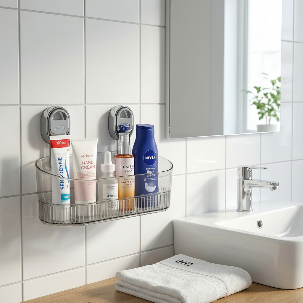 Estante de Pared Adhesivo sin Taladrar para Baño y Cocina