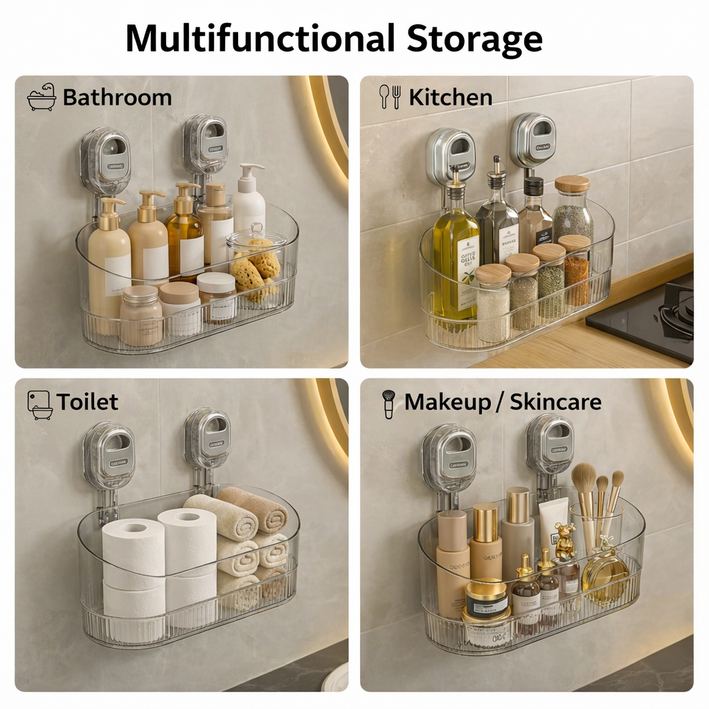 Estante de Pared Adhesivo sin Taladrar para Baño y Cocina