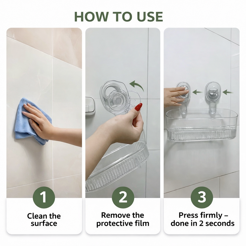 Estante de Pared Adhesivo sin Taladrar para Baño y Cocina