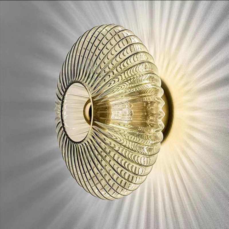 Aplique de Pared Vintage Nórdico con Disco de Vidrio a Rayas