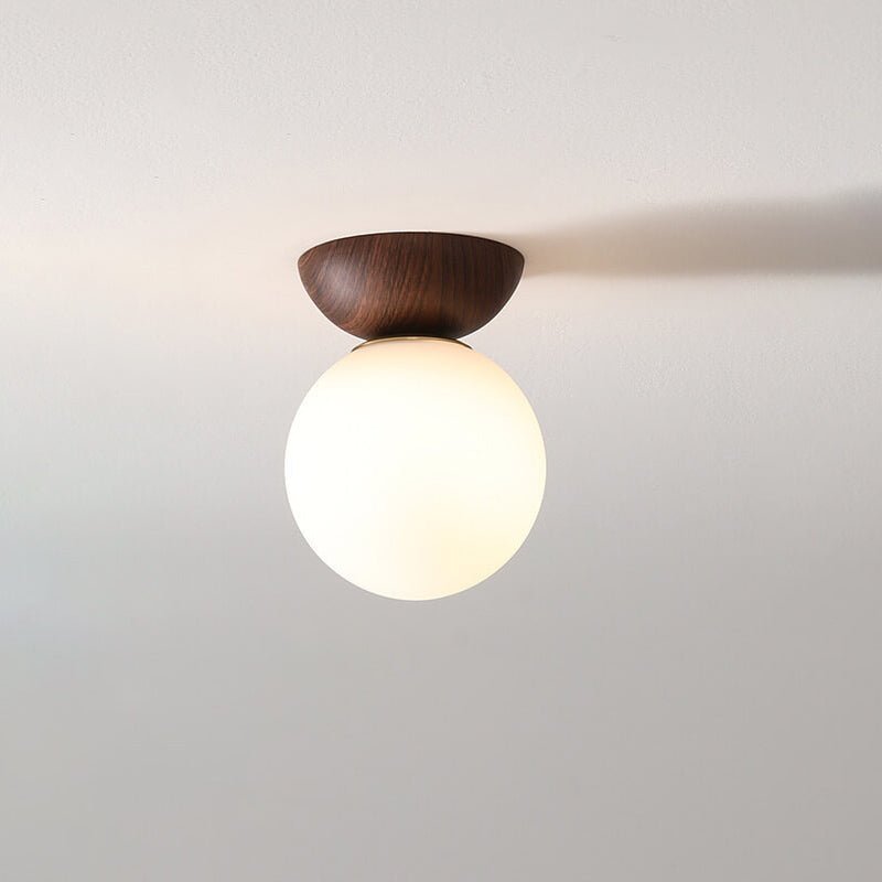 Lámpara de Techo Estilo Japonés de Madera y Vidrio Mate