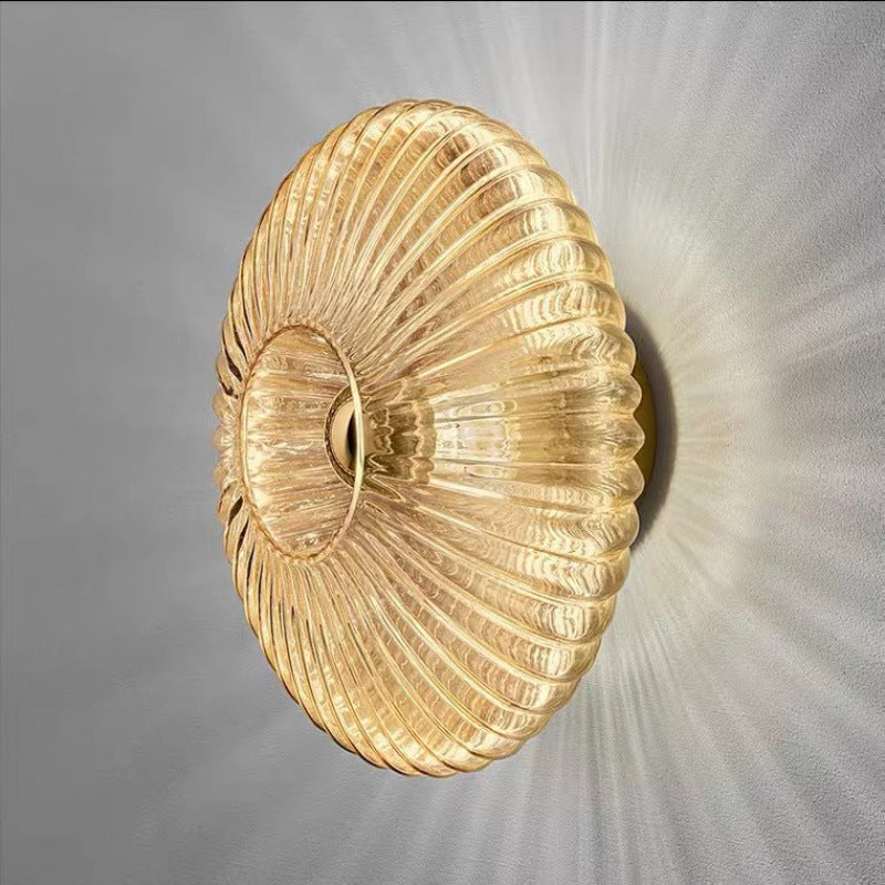 Aplique de Pared Vintage Nórdico con Disco de Vidrio a Rayas