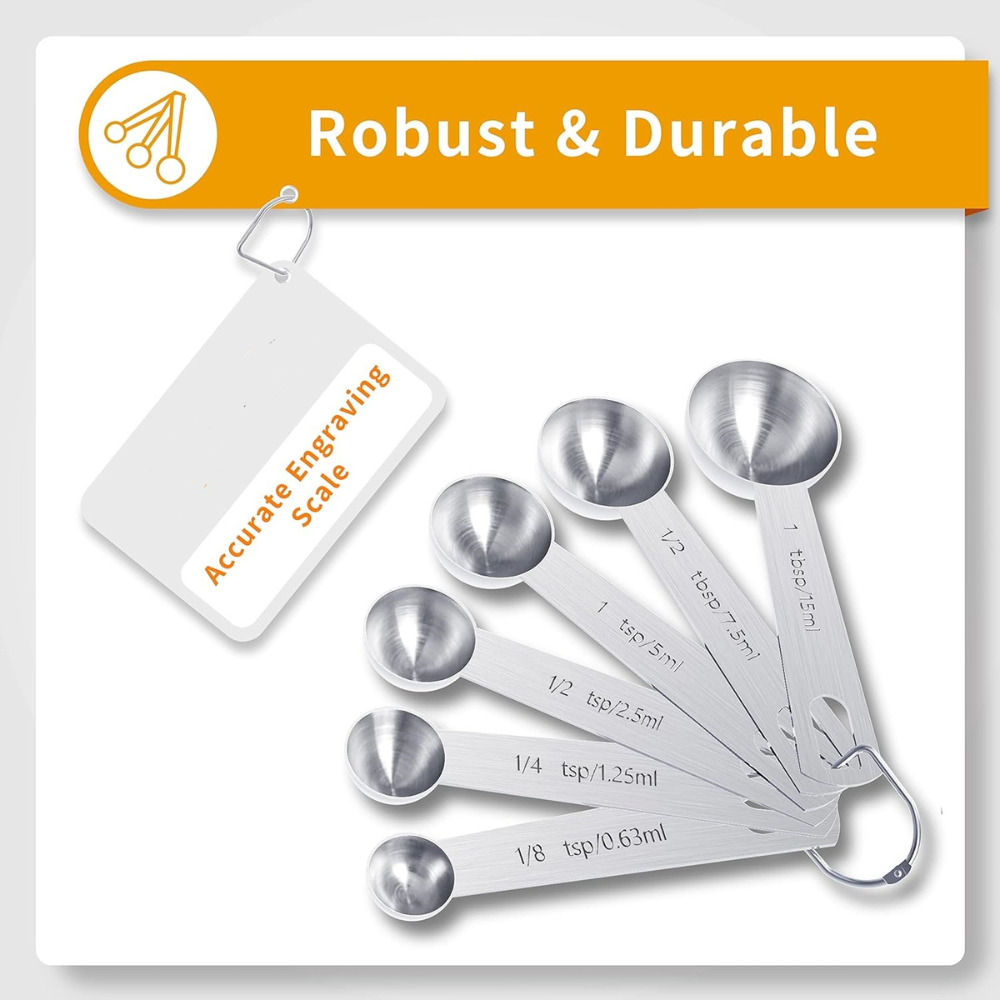 Juego de Tazas y Cucharas Medidoras de Acero Inoxidable