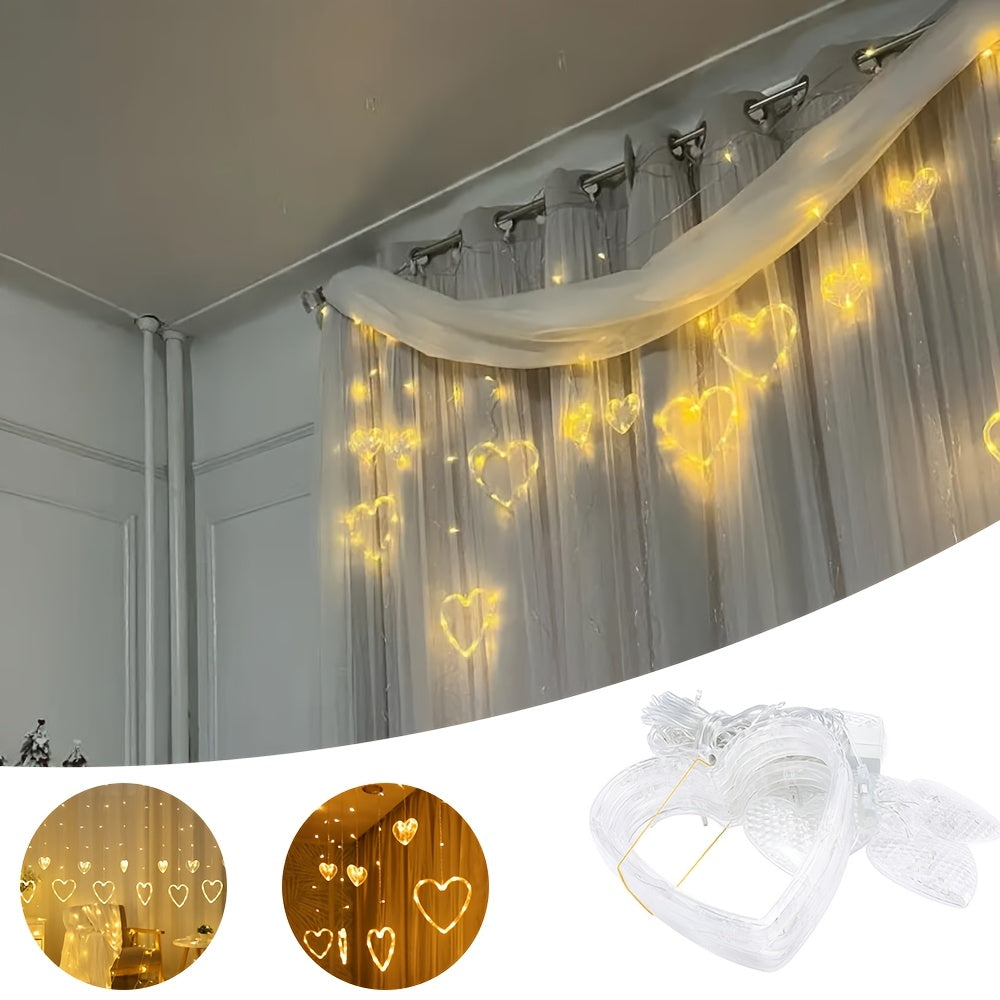 Guirnalda de Luces LED con Corazones para Ventana y Pared
