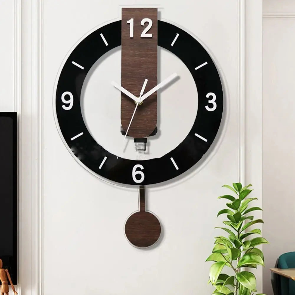 Reloj de Pared con Péndulo Minimalista de Acrílico y Madera