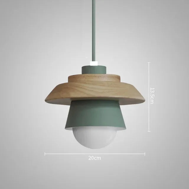 Lámpara Colgante de Madera Nórdica en Colores Macaron Suaves