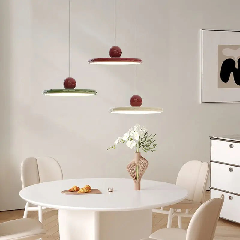 Lámpara Colgante Nórdica Platillo Volador LED Estilo Crema