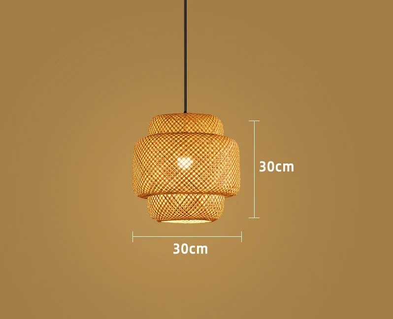 Lámpara Colgante de Bambú y Ratán Tejida a Mano Natural Boho