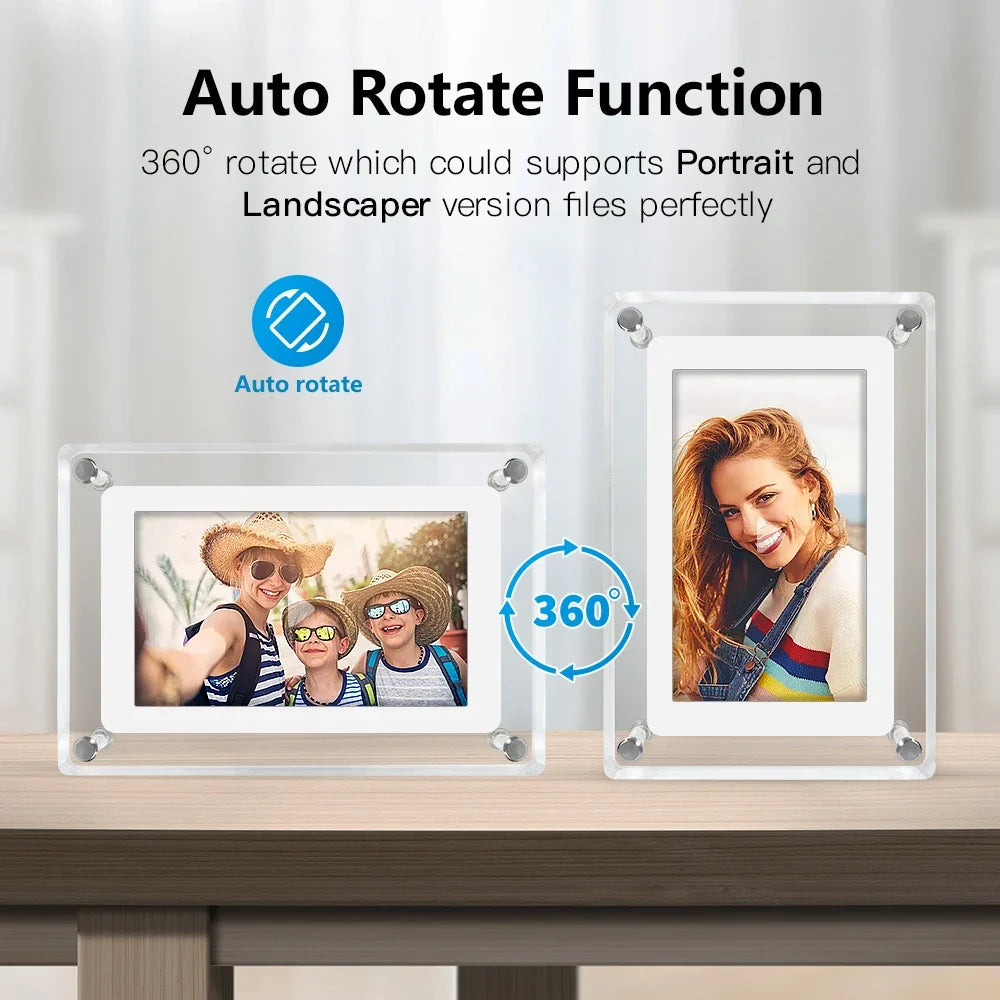 ClearFrame Marco Digital de Fotos Acrílico con Batería IPS
