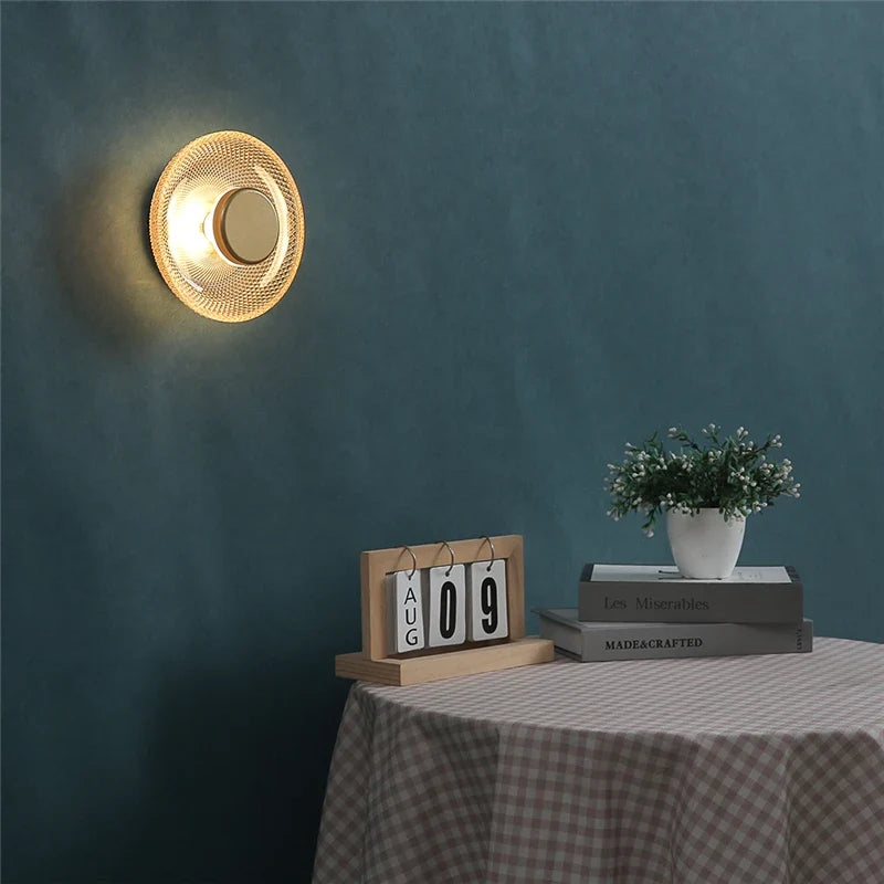 Aplique LED de Disco de Vidrio Coloreado Texturizado Moderno