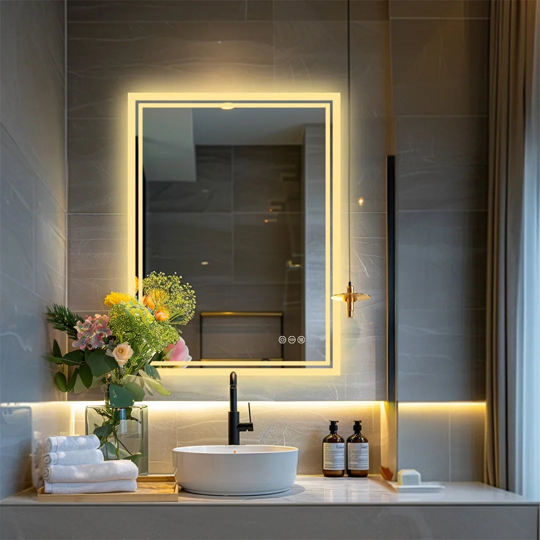 Espejo de Baño LED LuvoGlow Sin Marco Antivaho Regulable