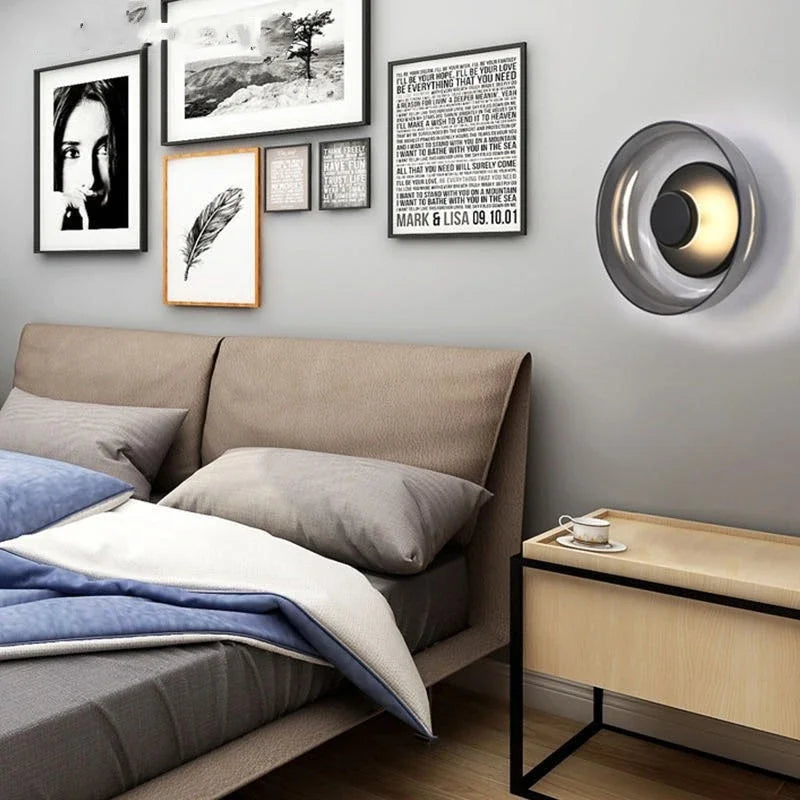 Aplique de Pared LED Nordic Glass Redondo de Vidrio Ámbar