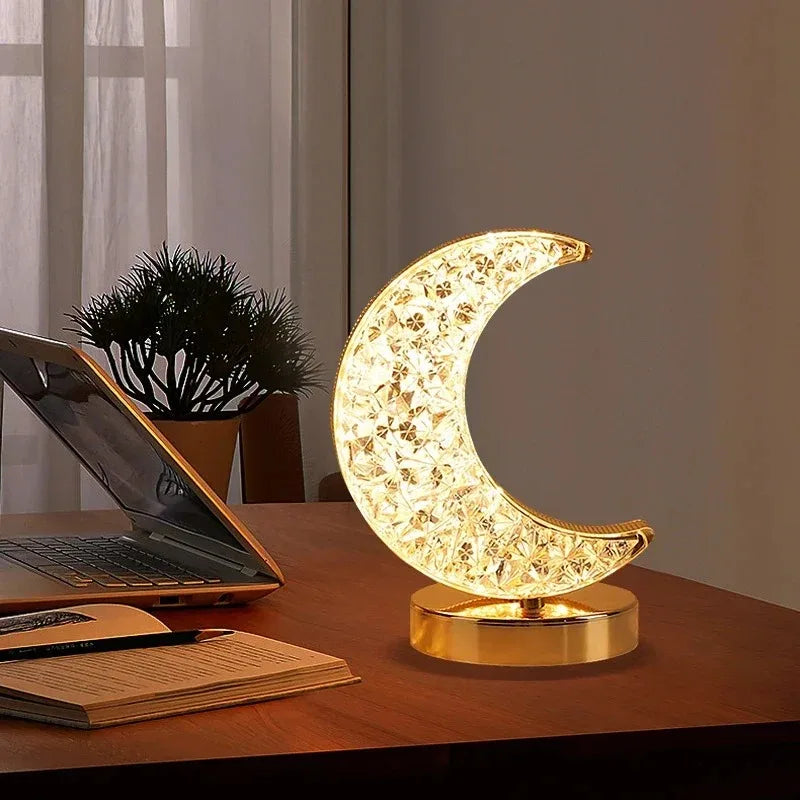 Stellora Lámpara Nocturna de Cristal 3D Recargable Táctil