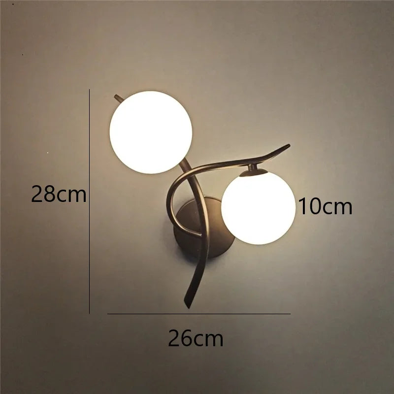 Aplique de Pared Lunara LED de Doble Globo Opalino Nórdico