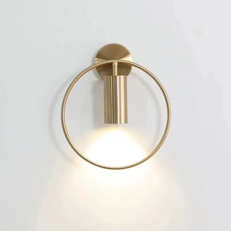 Aplique de Pared Halo Nórdico Minimalista de Hierro Dorado