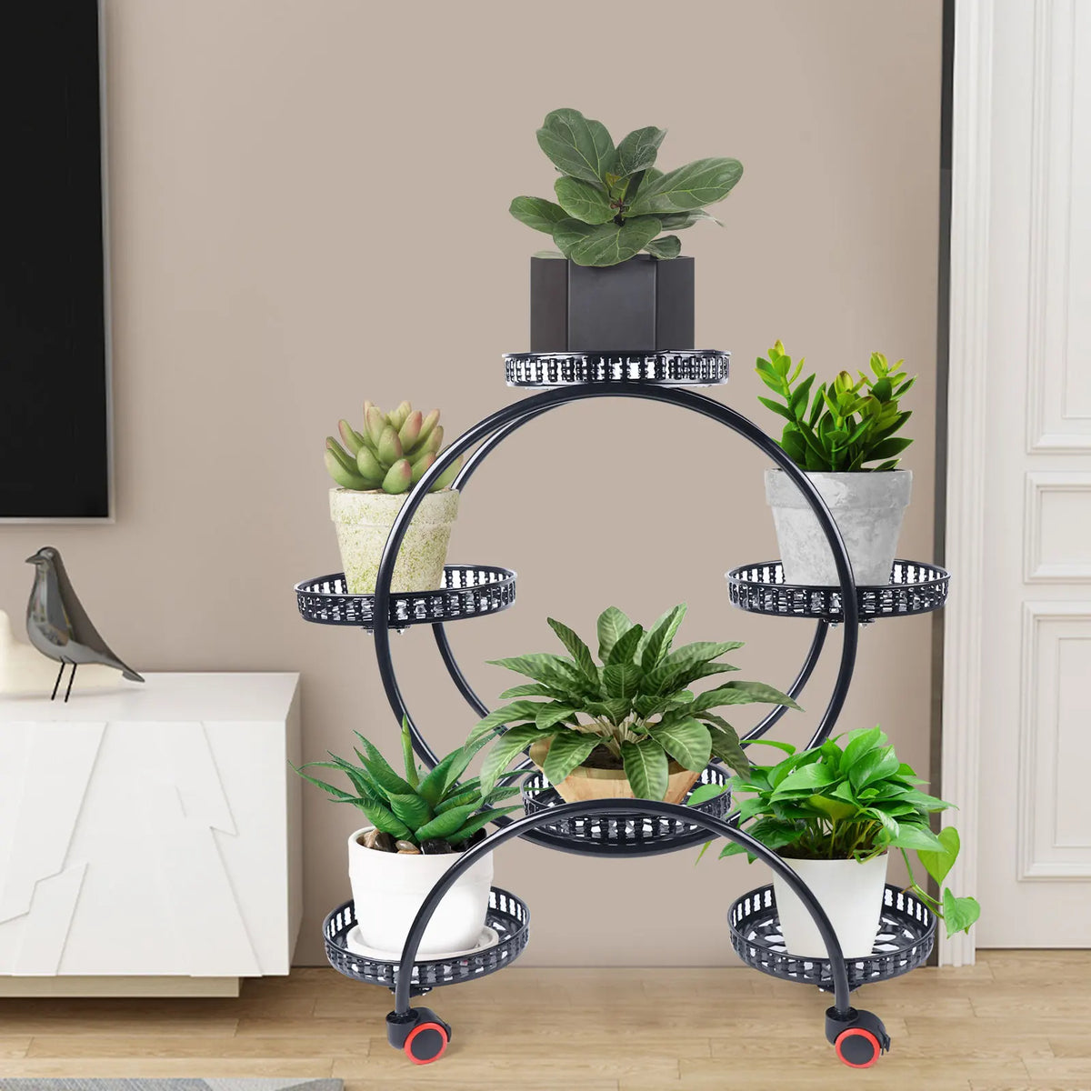 Soporte para Plantas de Metal con Ruedas de 6 Niveles