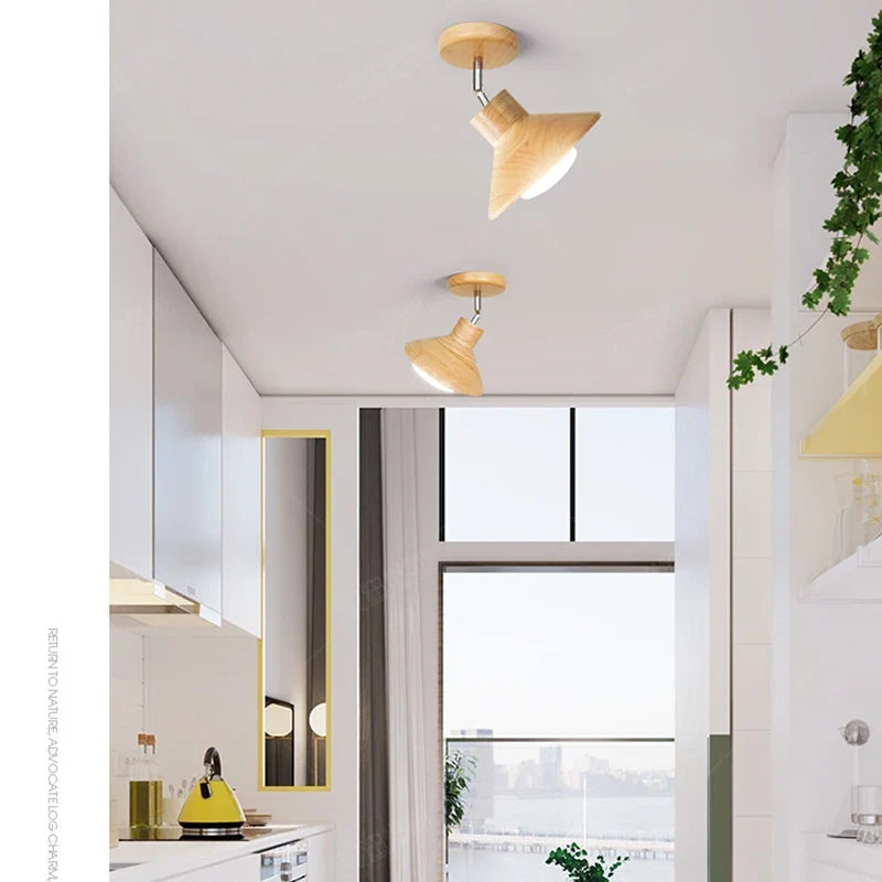 Lámpara de Techo NordicWood Cónica de Madera Natural Nórdica
