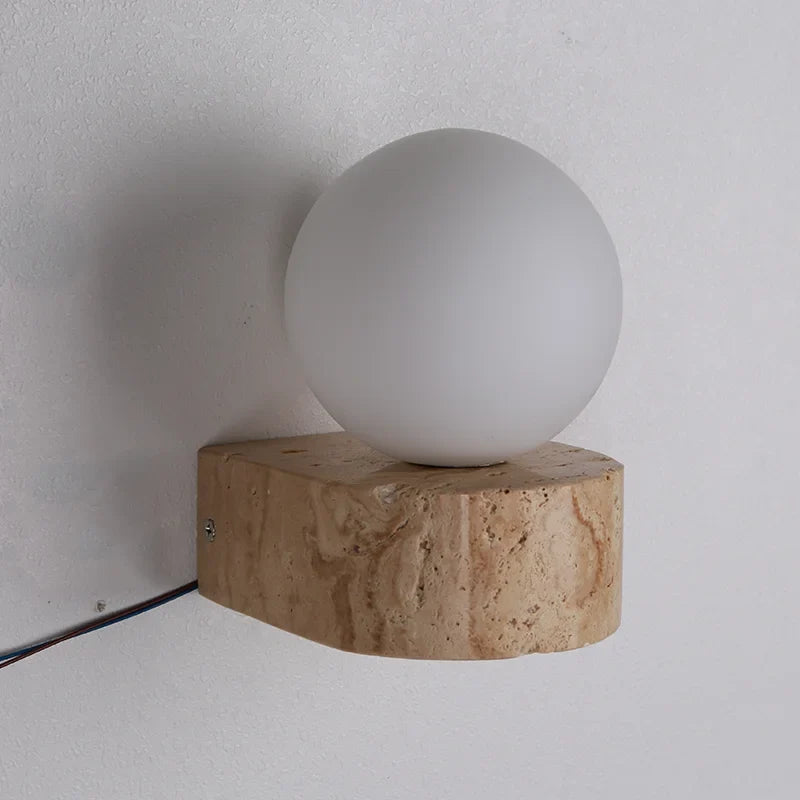 Aplique de Pared LED de Travertino Estilo Japonés Moderno