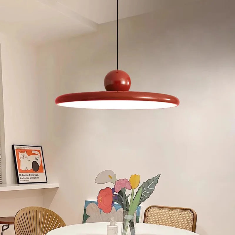 Lámpara Colgante Nórdica Platillo Volador LED Estilo Crema