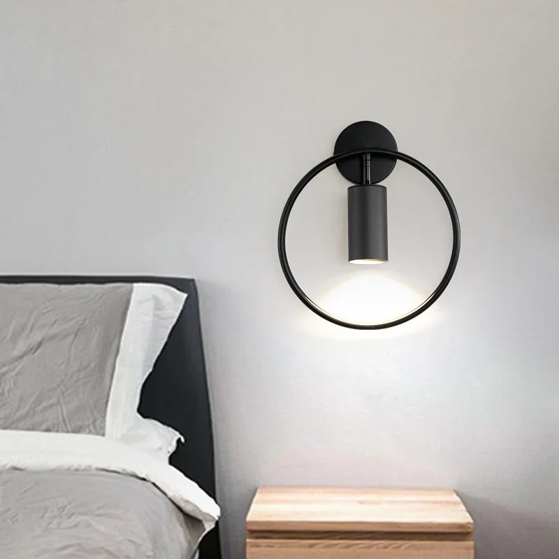 Aplique de Pared Halo Nórdico Minimalista de Hierro Dorado
