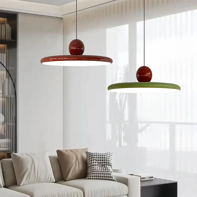 Lámpara Colgante Nórdica Platillo Volador LED Estilo Crema