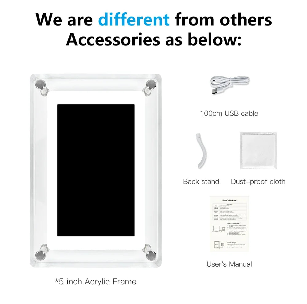 ClearFrame Marco Digital de Fotos Acrílico con Batería IPS