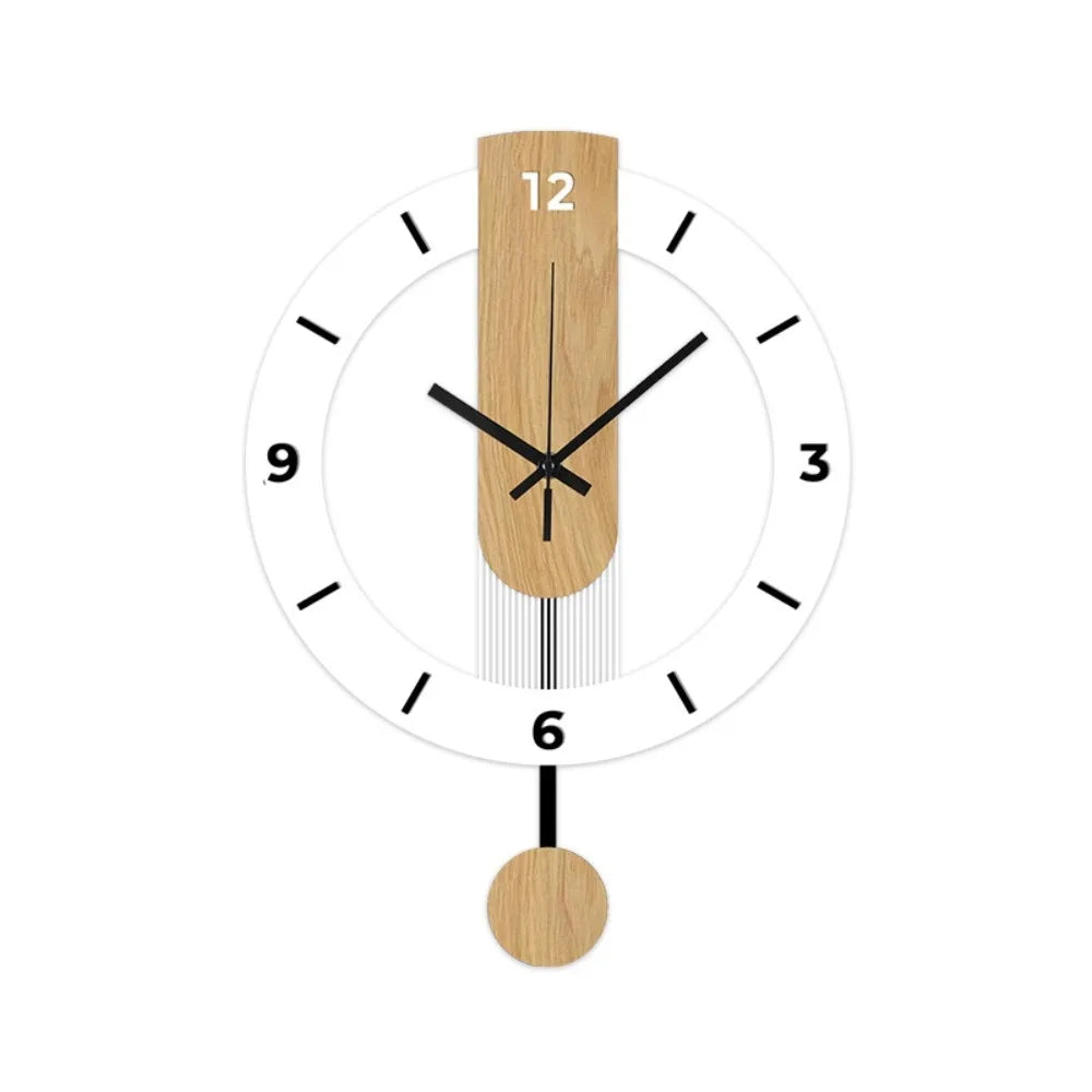 Reloj de Pared con Péndulo Minimalista de Acrílico y Madera