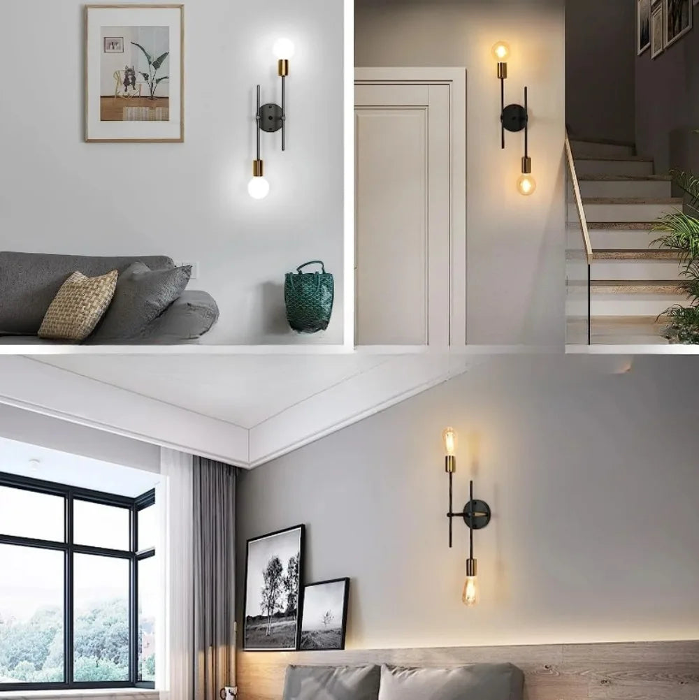 Plafón de Techo Moderno de 2 Luces Negro y Dorado, 60 cm
