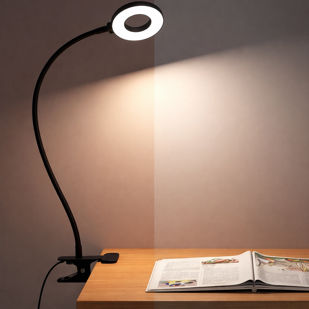 Lámpara de Escritorio con Pinza LED Flexible 3 Tonos de Luz
