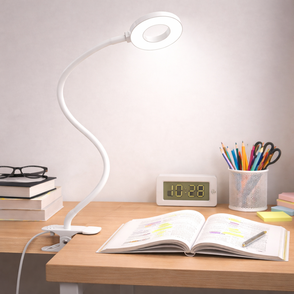 Lámpara de Escritorio con Pinza LED Flexible 3 Tonos de Luz