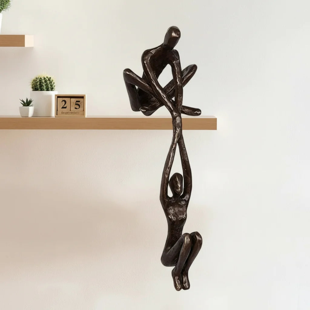 Escultura de Pared Pareja Romántica de Resina Decorativa