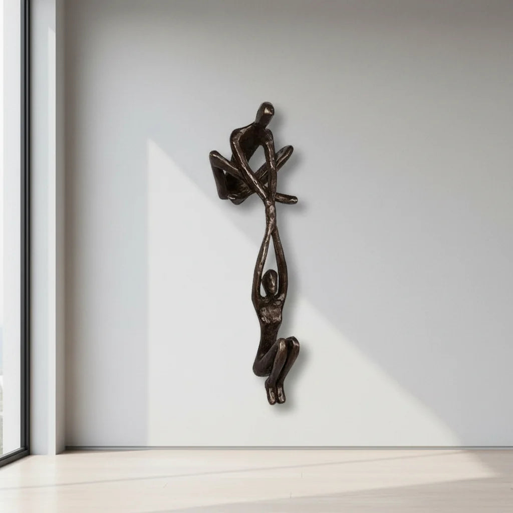 Escultura de Pared Pareja Romántica de Resina Decorativa