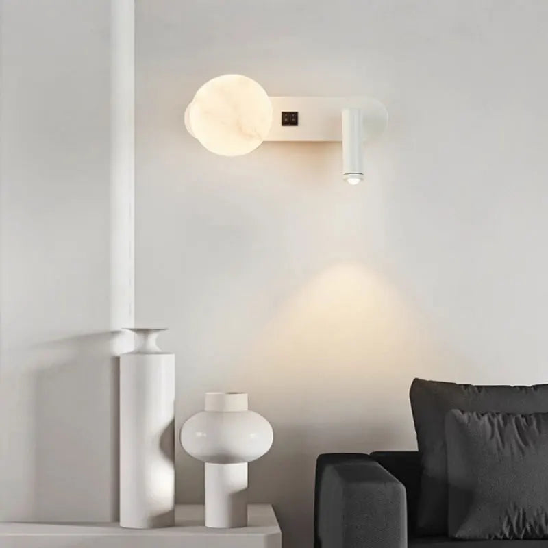 Aplique de Pared Doble LunarBeam LED con Foco para Mesilla