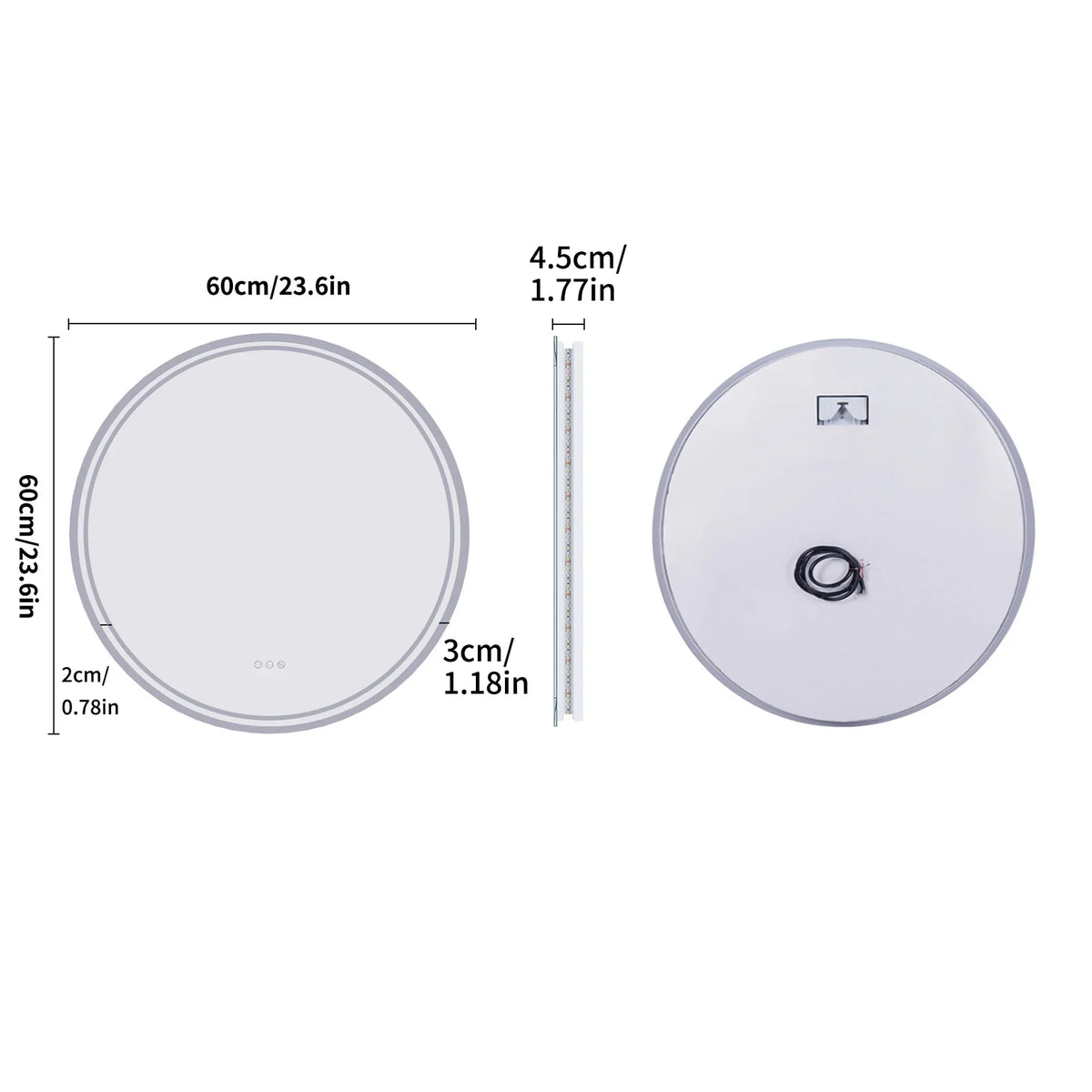 Espejo de Baño LED Redondo LuvoRound Antivaho Táctil