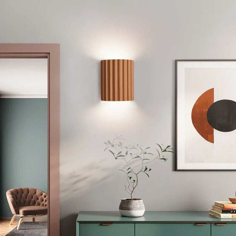 Aplique de Pared de Resina Acanalada Nórdico Moderno
