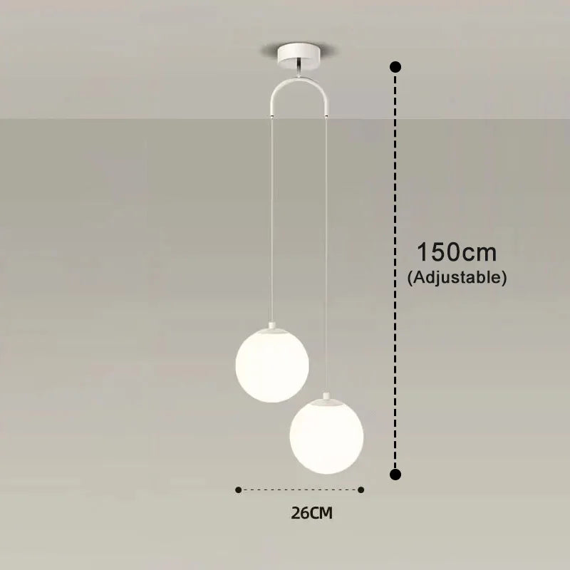 Lámpara Colgante Luna de Globos de Vidrio Opalino Nórdica