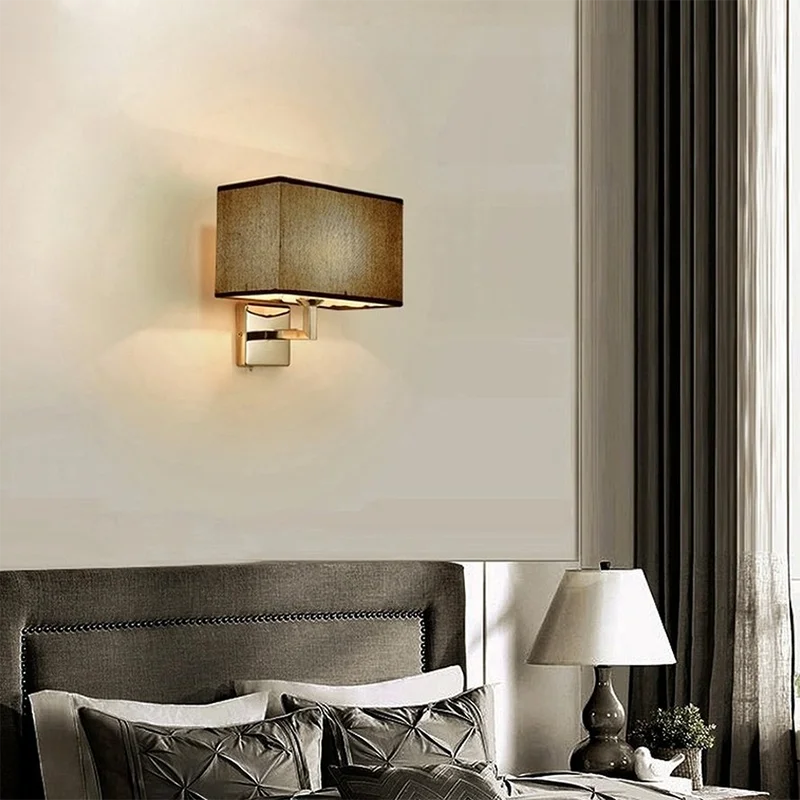 Aplique de Pared de Cabecera con Luz de Lectura E27 y Tela