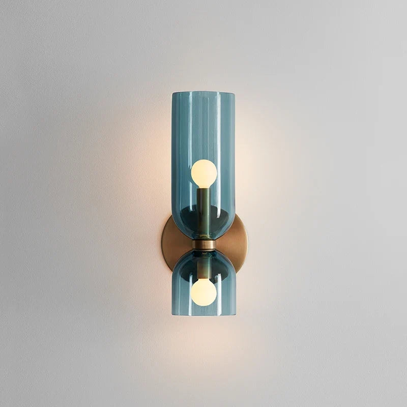 Aplique de Pared Nórdico de Cristal con Tubo Ahumado Moderno
