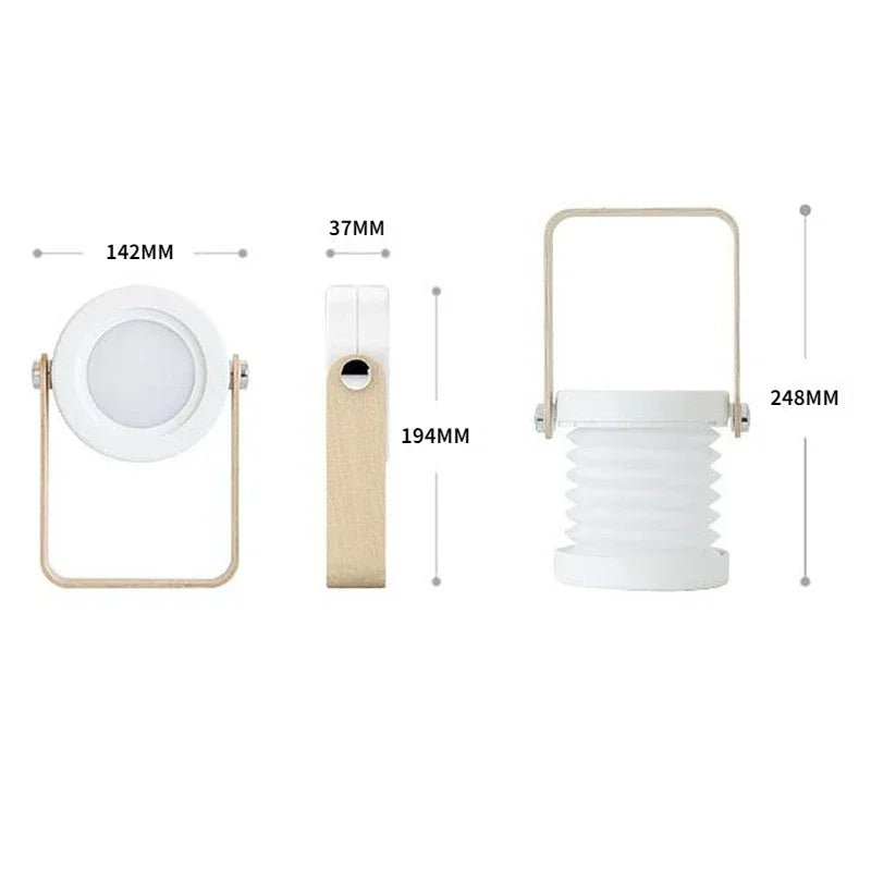 Farol Portátil Recargable con Asa de Madera y Pantalla