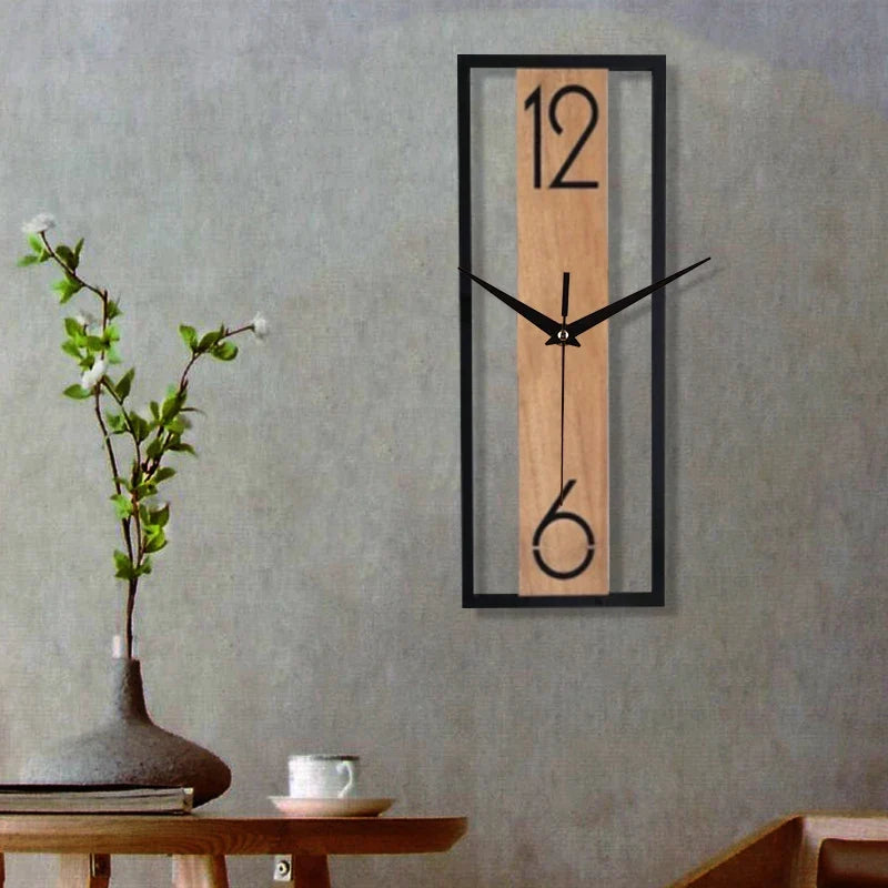 Reloj de Pared Rectangular Moderno con Marco Veta de Madera