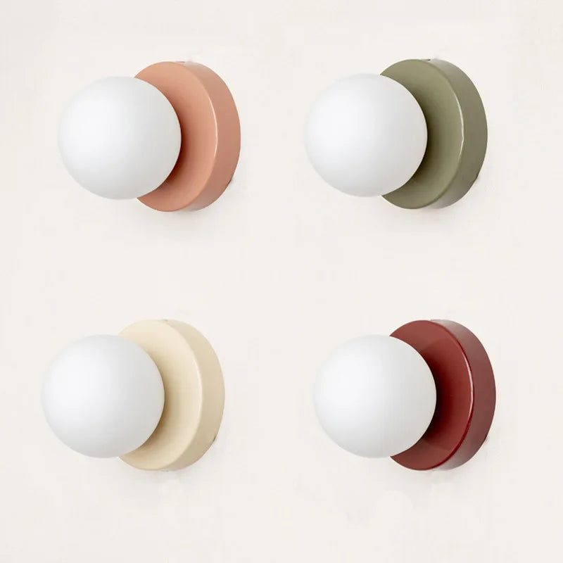 Aplique de Pared LED Macaron con Globo de Vidrio de Colores