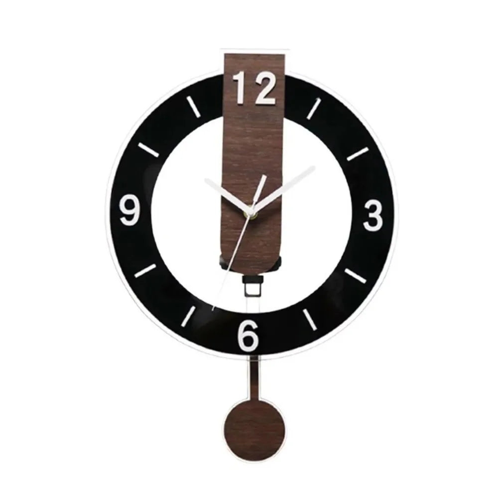 Reloj de Pared con Péndulo Minimalista de Acrílico y Madera