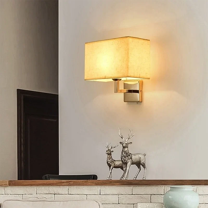 Aplique de Pared de Cabecera con Luz de Lectura E27 y Tela