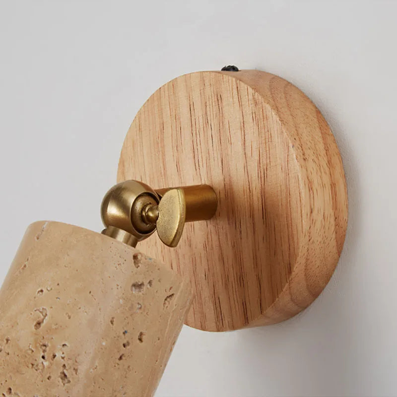 Aplique de Pared Huangdong Wabi-Sabi de Travertino y Madera