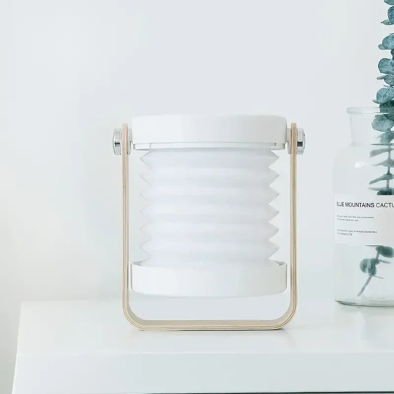 Farol Portátil Recargable con Asa de Madera y Pantalla