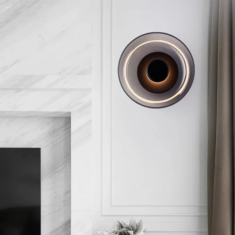 Aplique de Pared LED Nordic Glass Redondo de Vidrio Ámbar